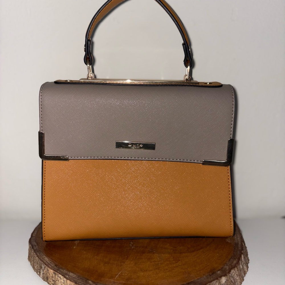 Dune London~ Gray and Tan Structured Satchel with beautiful golden Detail